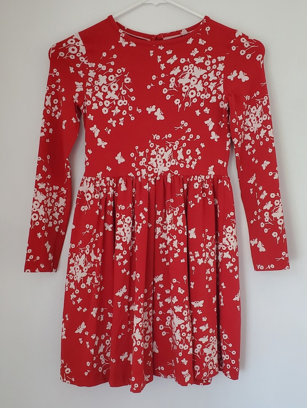 Mini Boden Girls Twirl Dress Size 8-9Y Long Sleeve Butterfly Floral Whimsical